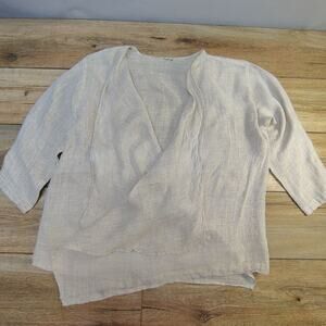 Pure Linen Gauze Kimono Cardigan Duster Wrap Coastal Grandmother Shrug Large